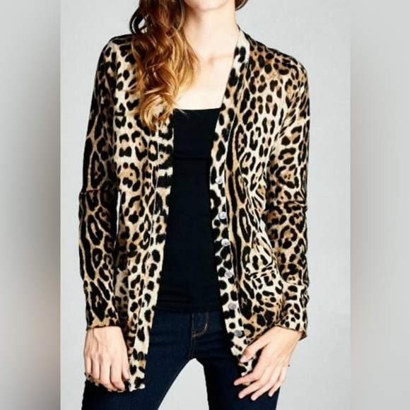 Ellison Sweaters - ellison leopard cardigan, size small